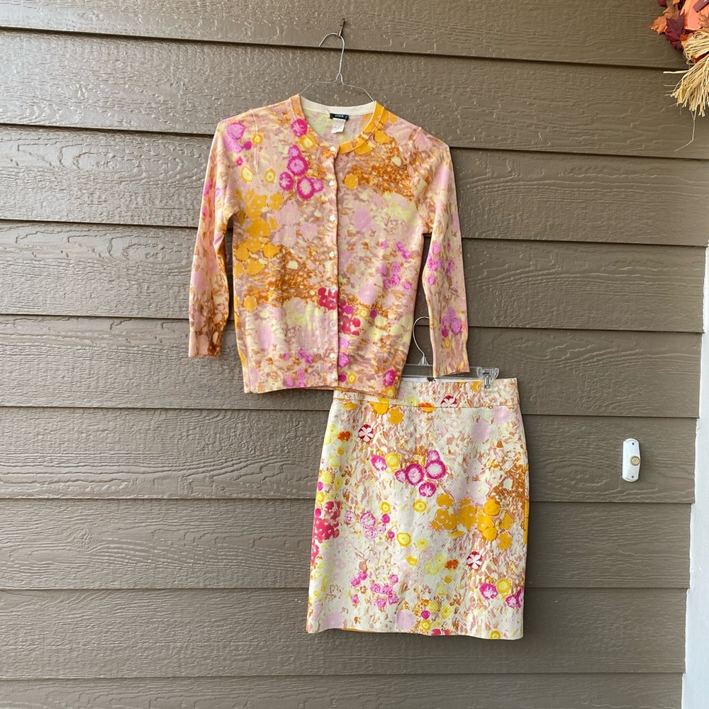 J. Crew set of 2 pieces cardigan and skirt
